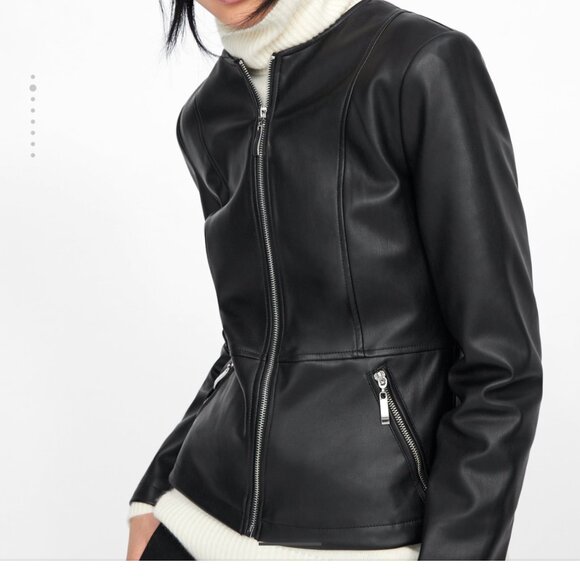 Zara Faux Leather Black Jacket - Picture 2 of 7